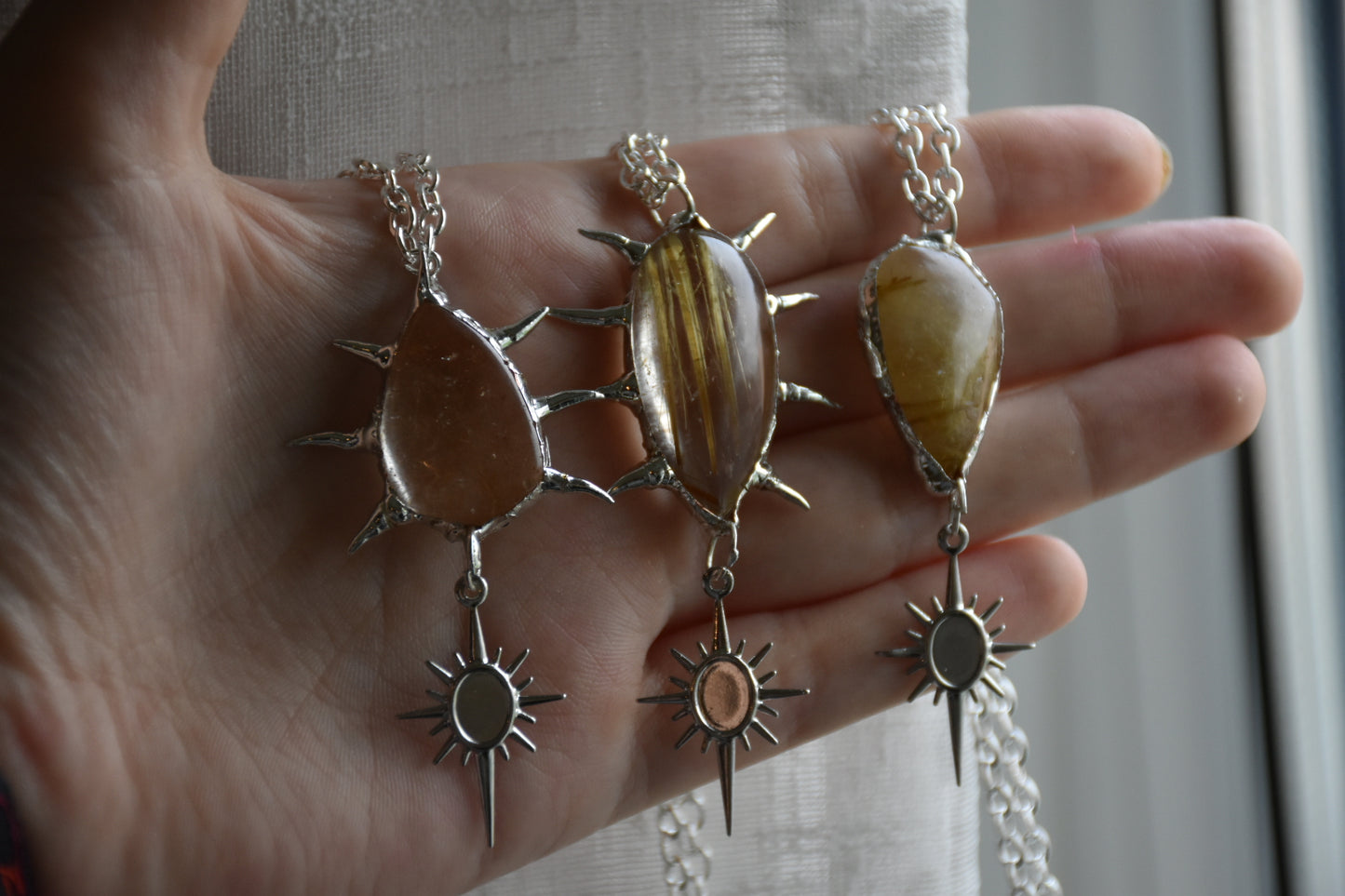 Spikey quartz necklaces