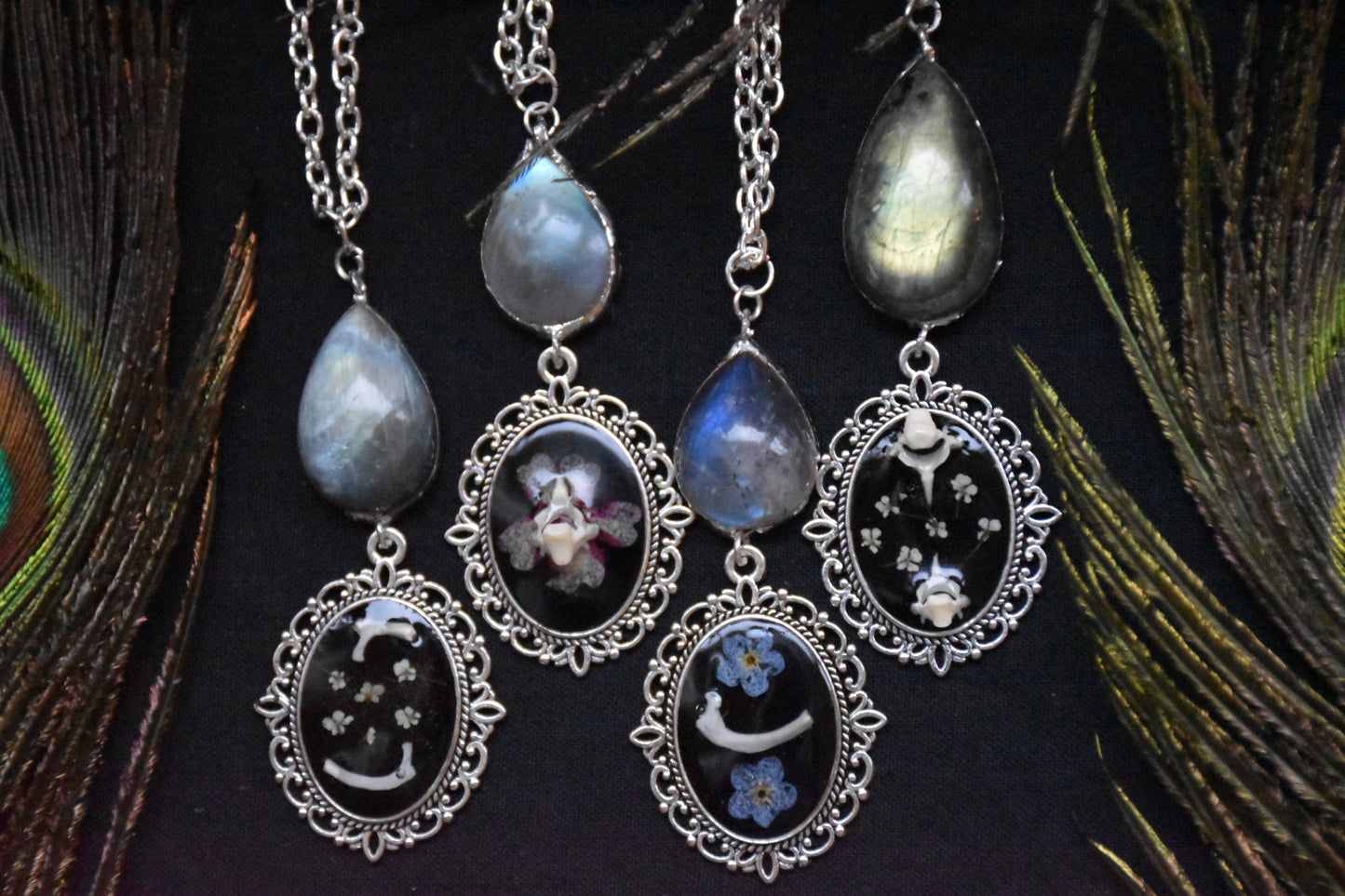 Labradorite flower necklaces