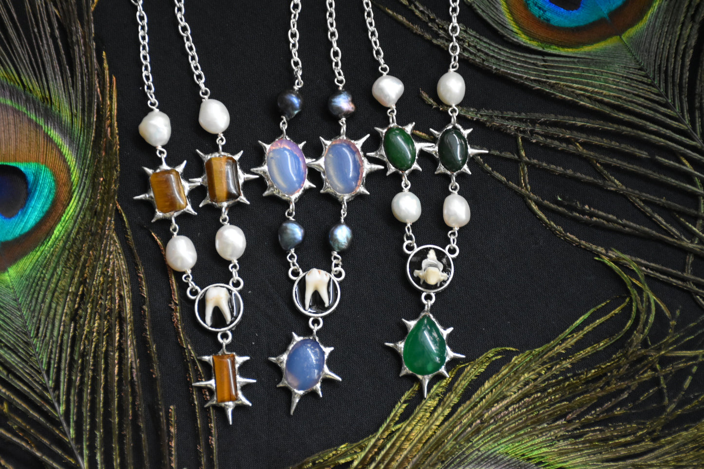 soldered crystal pearl necklaces