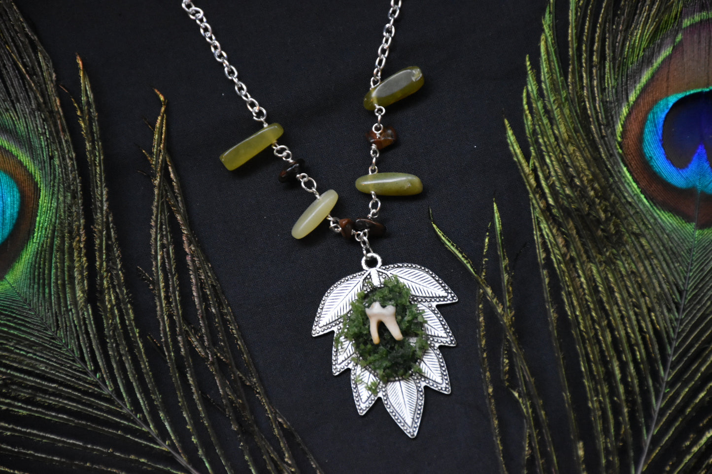 Mossy tooth necklaces