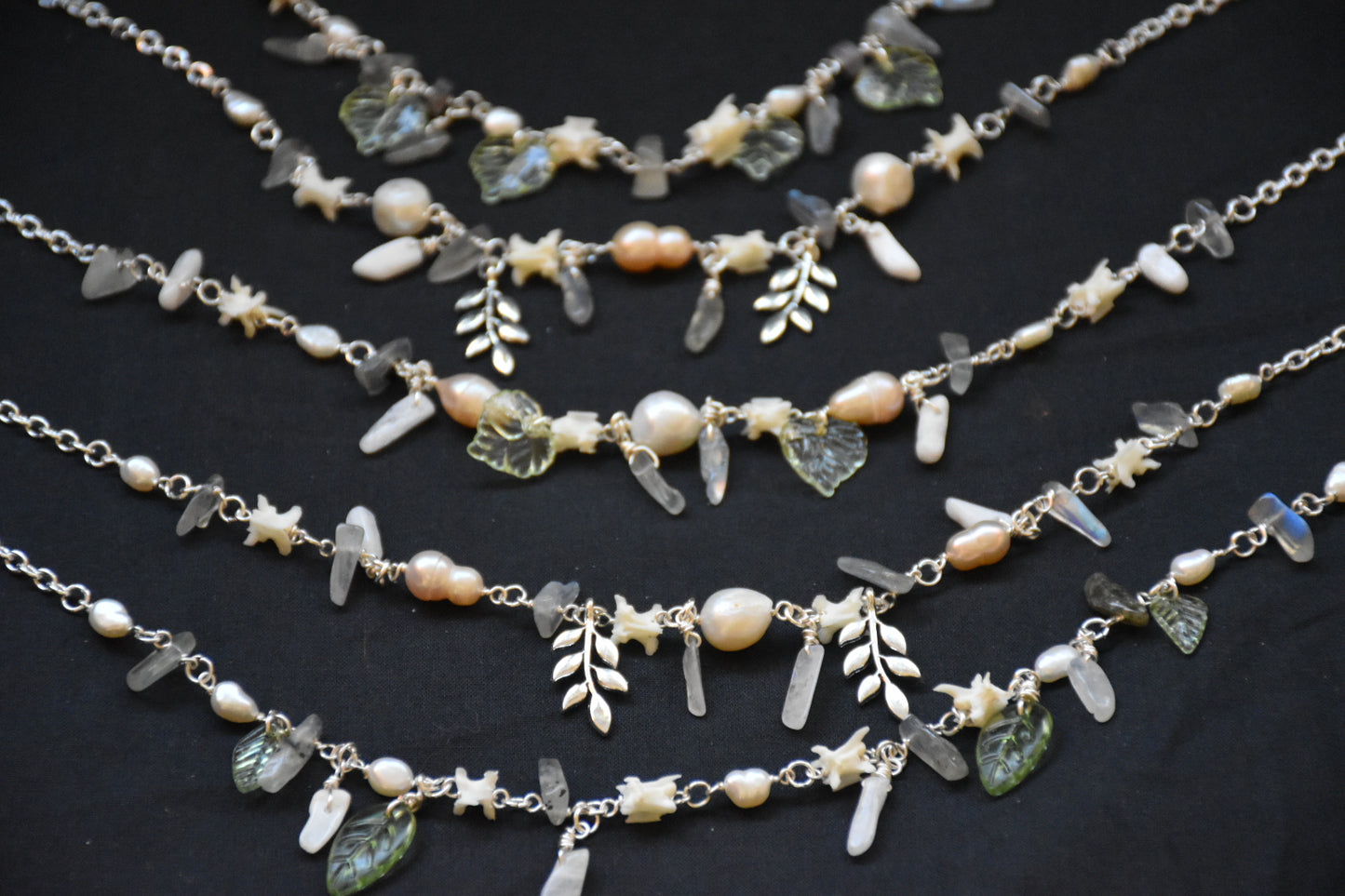 Leafy labradorite snake vertebrea jewelry