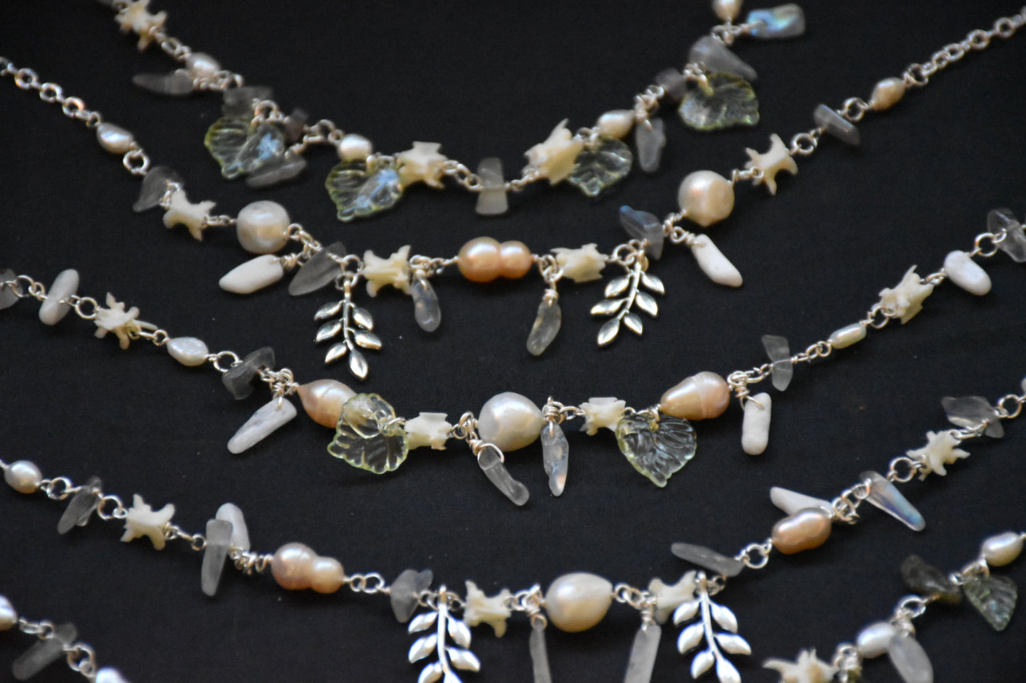Leafy labradorite snake vertebrea jewelry