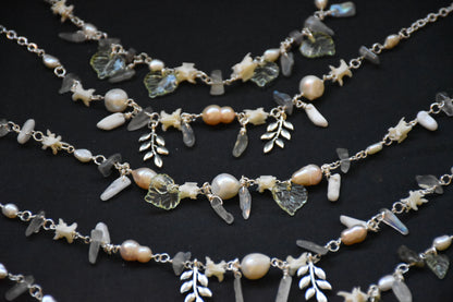 Leafy labradorite snake vertebrea jewelry