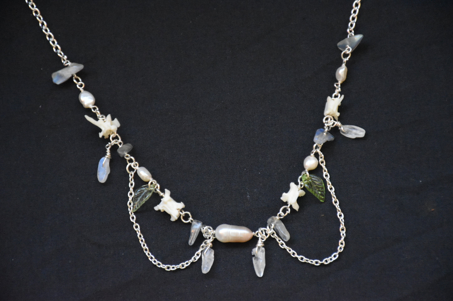 Leafy labradorite snake vertebrea jewelry