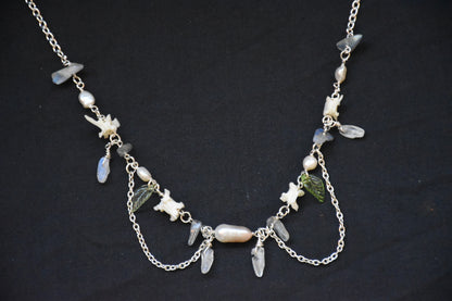 Leafy labradorite snake vertebrea jewelry