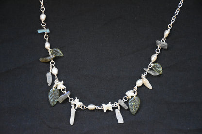 Leafy labradorite snake vertebrea jewelry