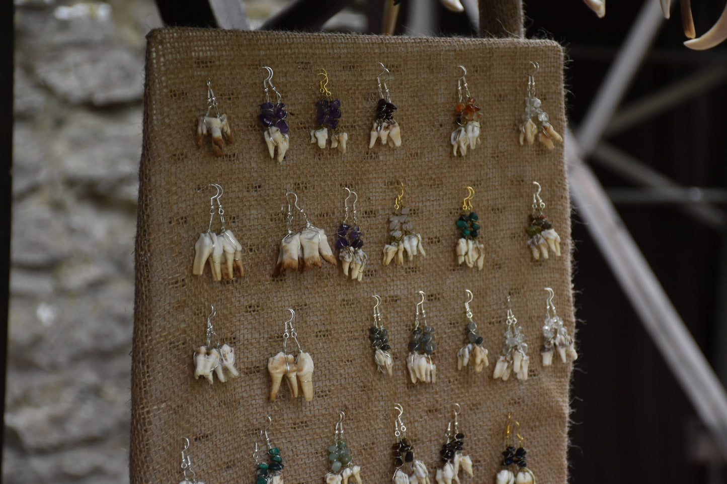 Crystal teeth earrings