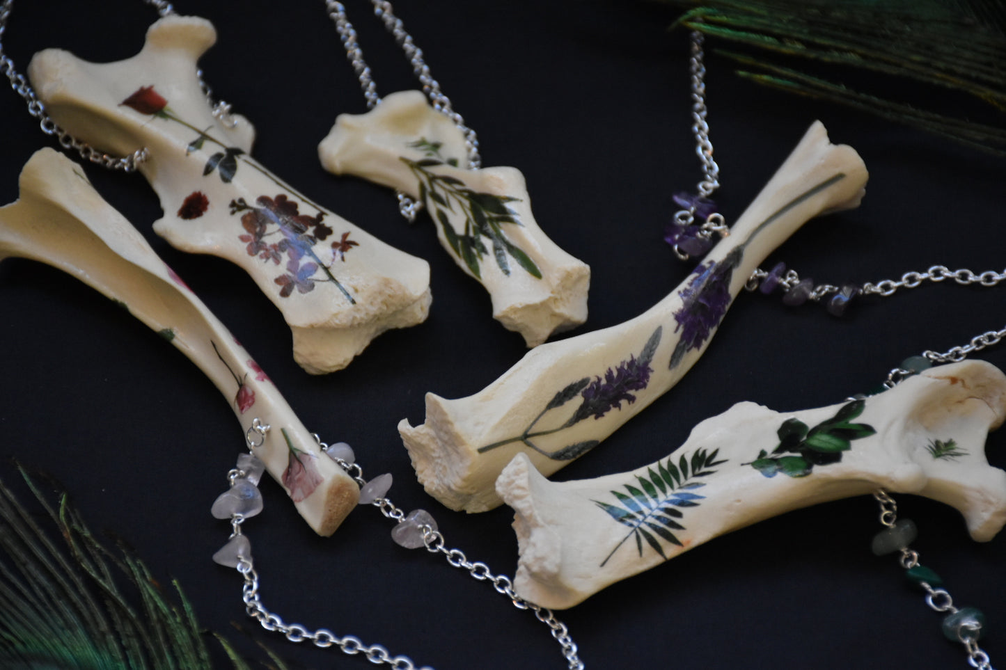 Flower bones necklaces