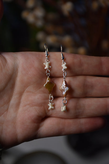 Keshi pearl snake earrings
