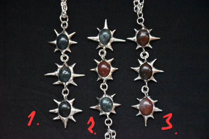 Moss agate star necklaces