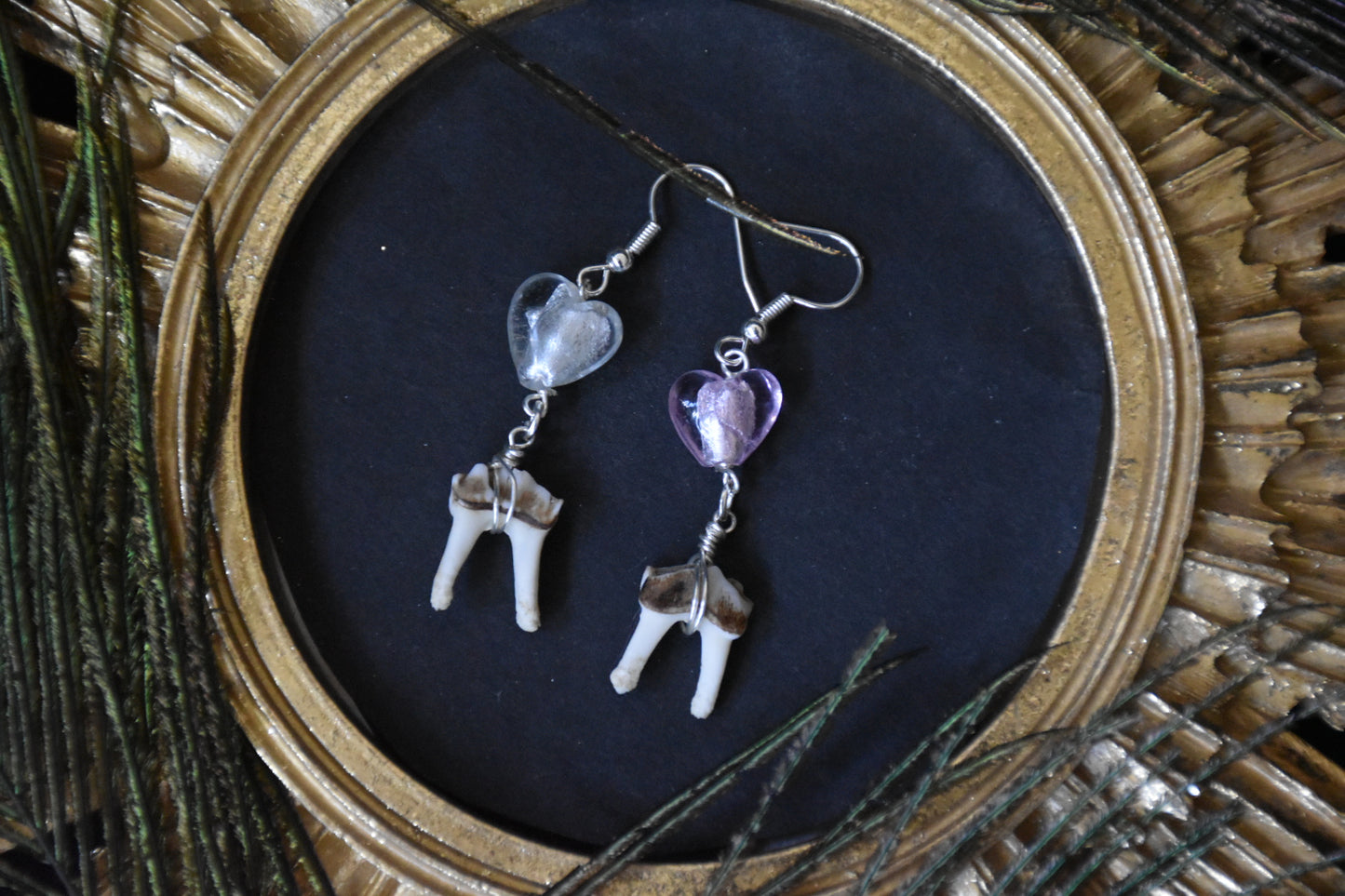 Glass bead tooth earrings