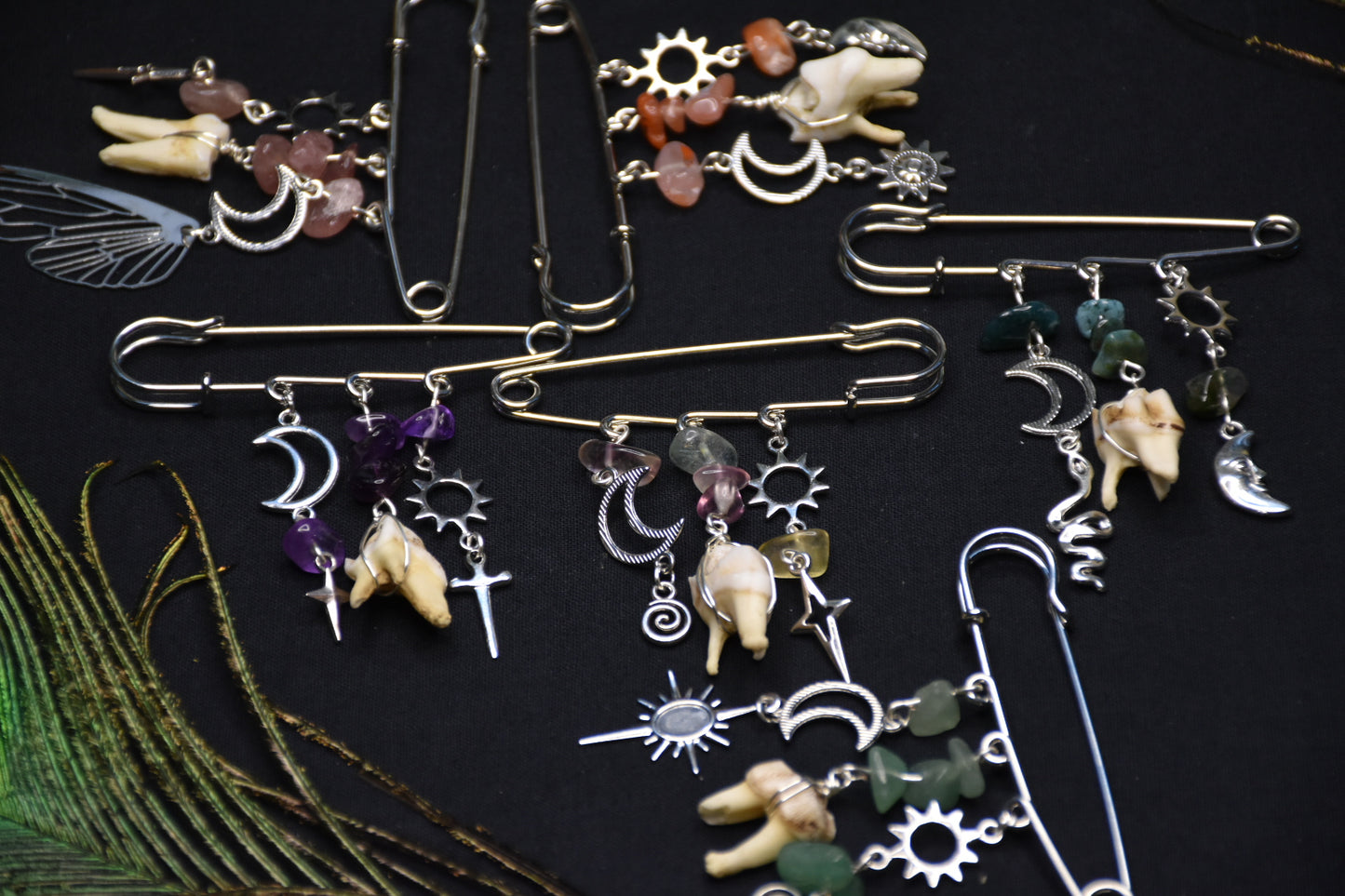 Safety pin tooth charms