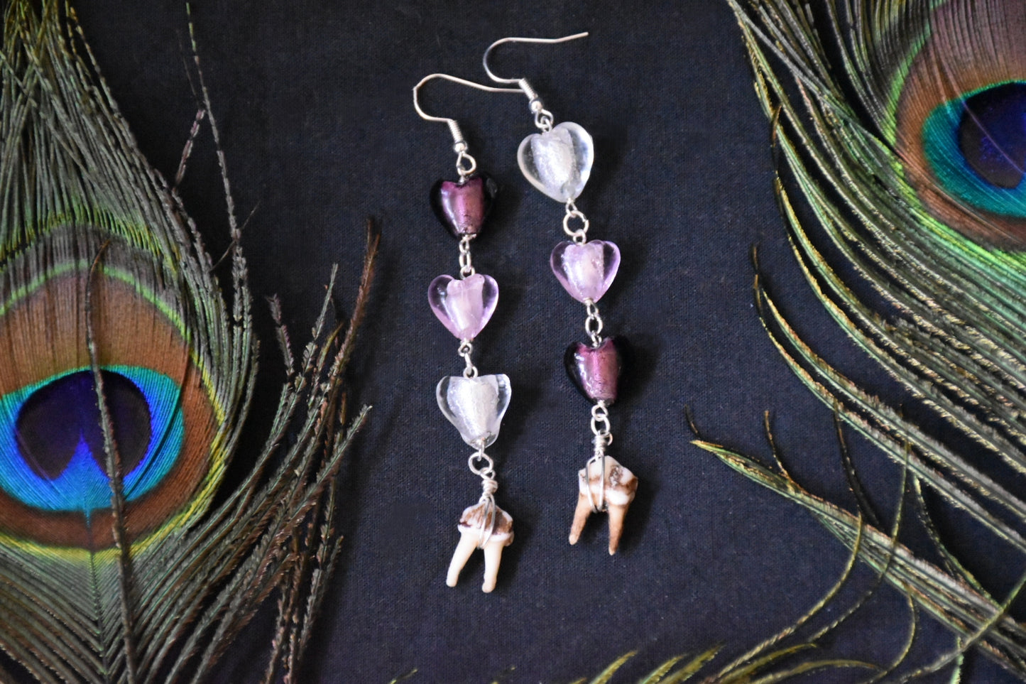 Glass bead tooth earrings