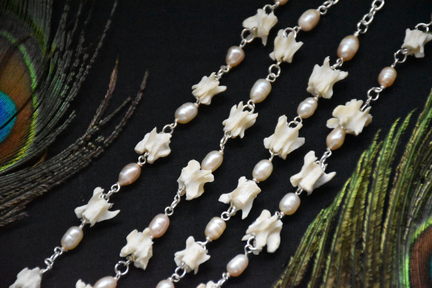 Rat vertebrae pearl necklace
