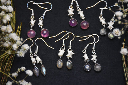 Soldered stone snake earrings