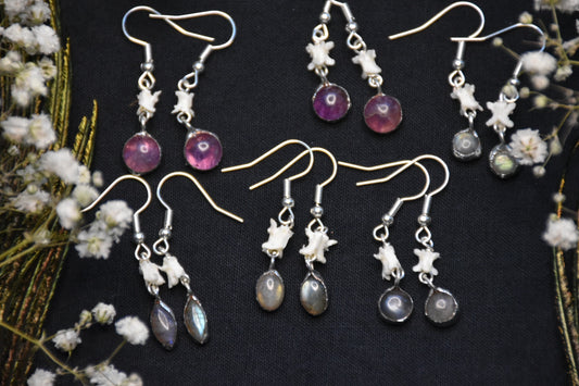 Soldered stone snake earrings