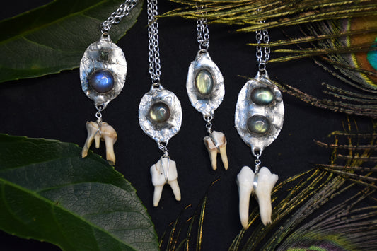 Labradorite tooth necklaces