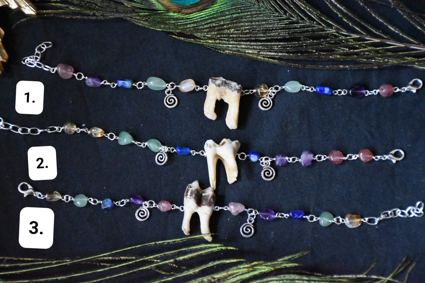 Rainbow crystal tooth bracelet