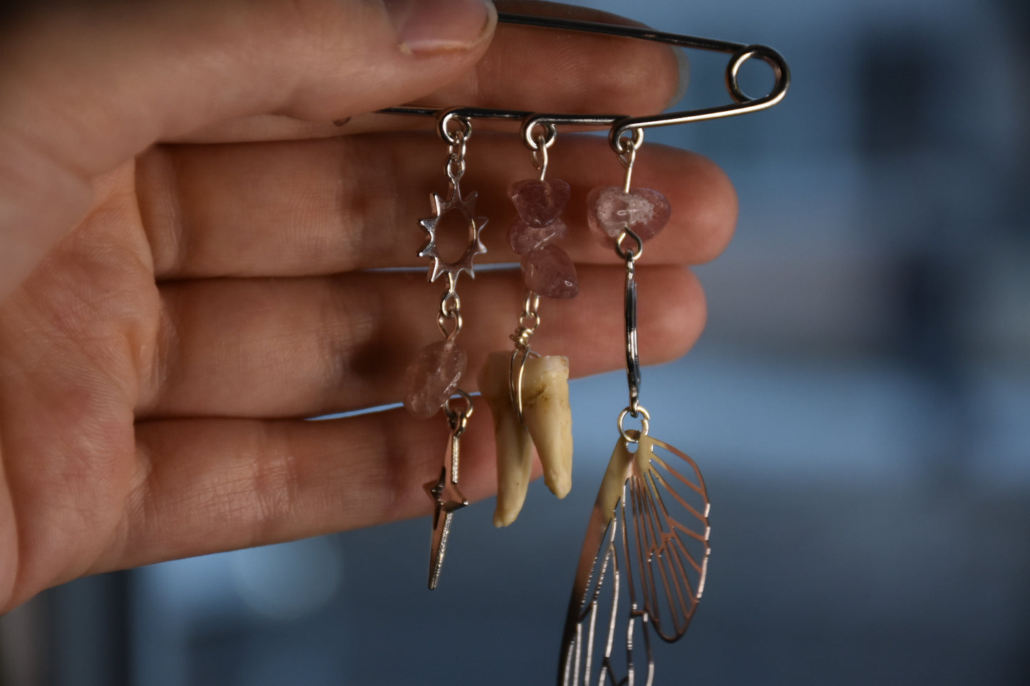 Safety pin tooth charms