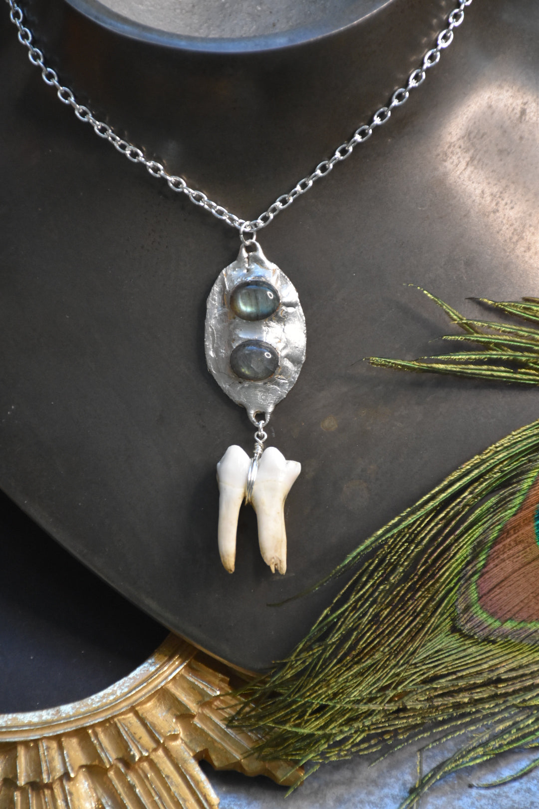 Labradorite tooth necklaces