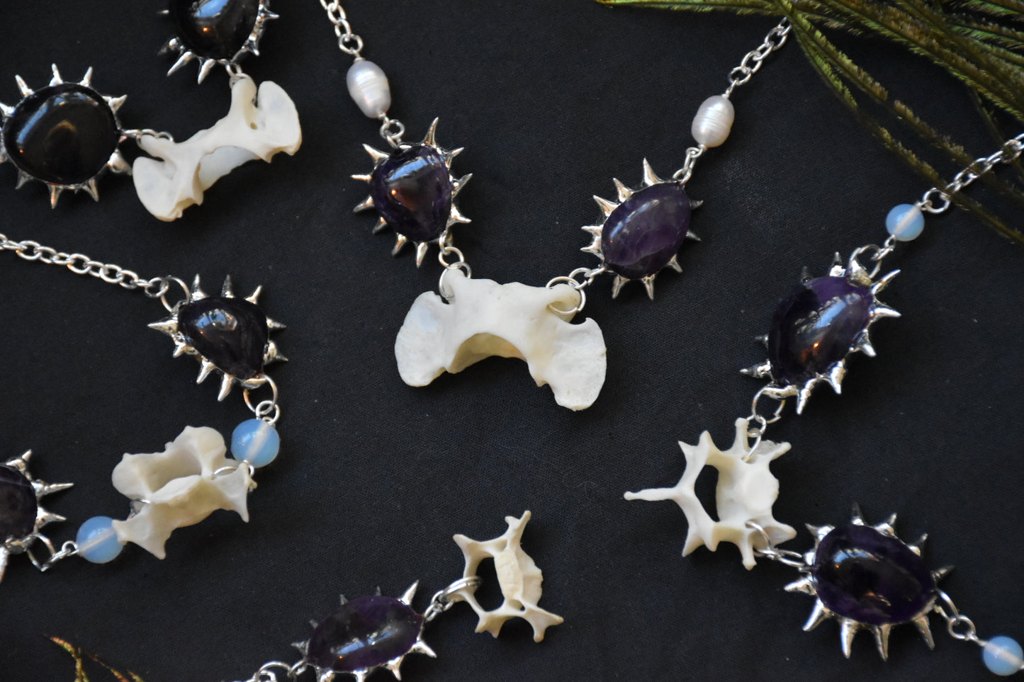 Fox bone amethyst necklaces