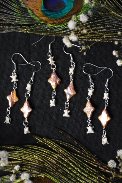 Keshi pearl snake earrings