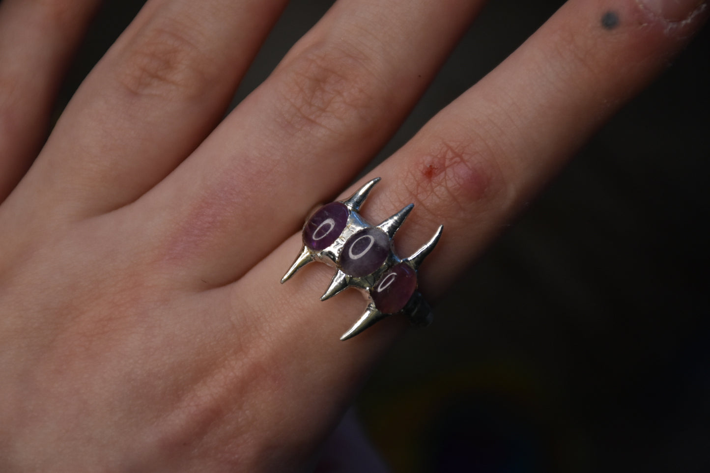 Amethyst spike rings