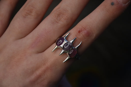 Amethyst spike rings