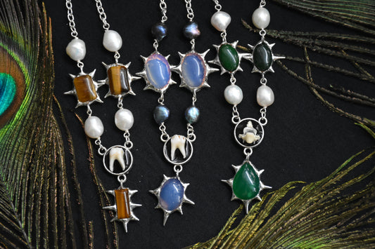 soldered crystal pearl necklaces