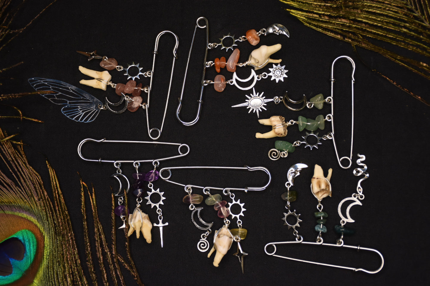 Safety pin tooth charms