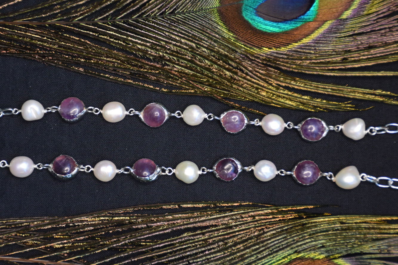Amethyst pearl choker
