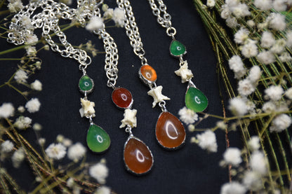 Snake vertebrae crystal necklaces