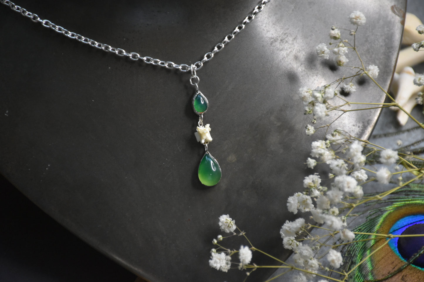 Snake vertebrae crystal necklaces