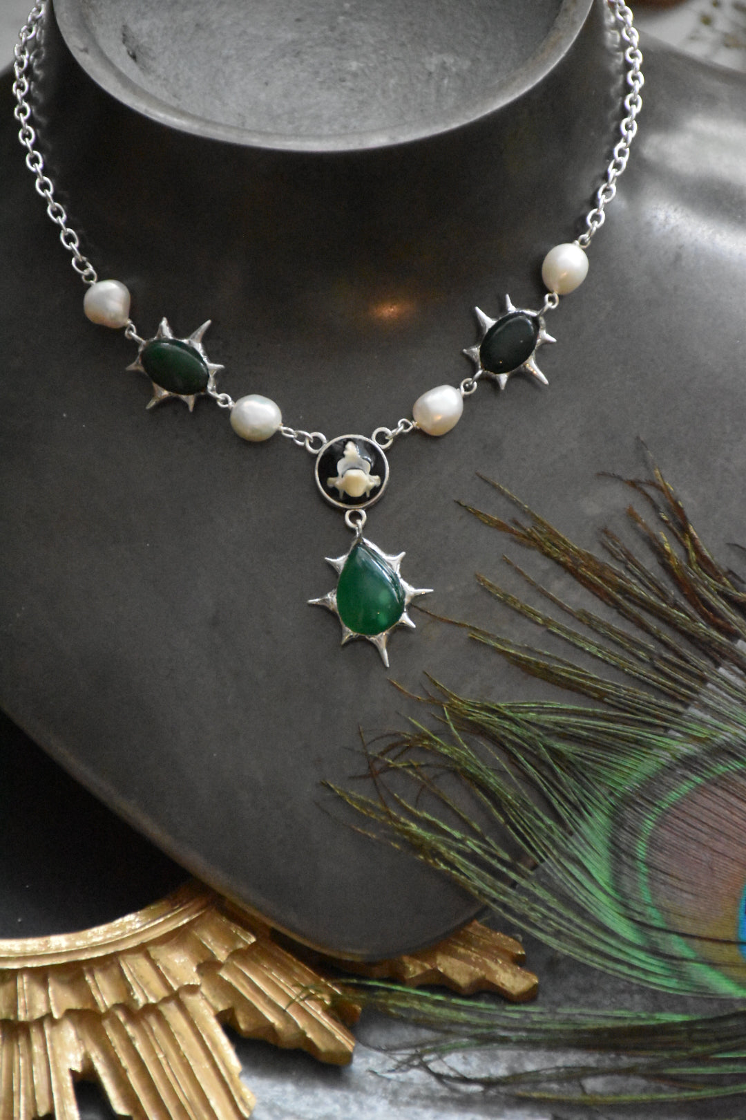 soldered crystal pearl necklaces