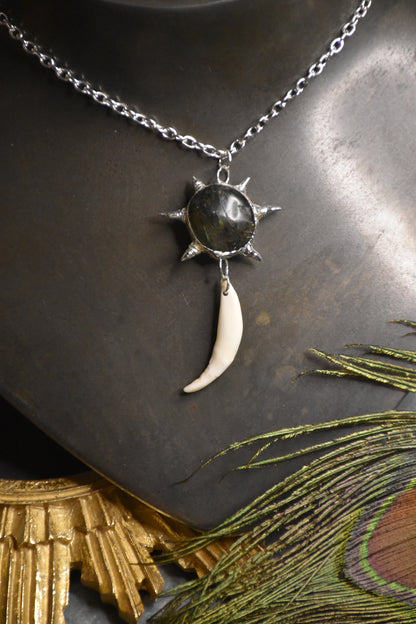 Labradorite fox fang necklace