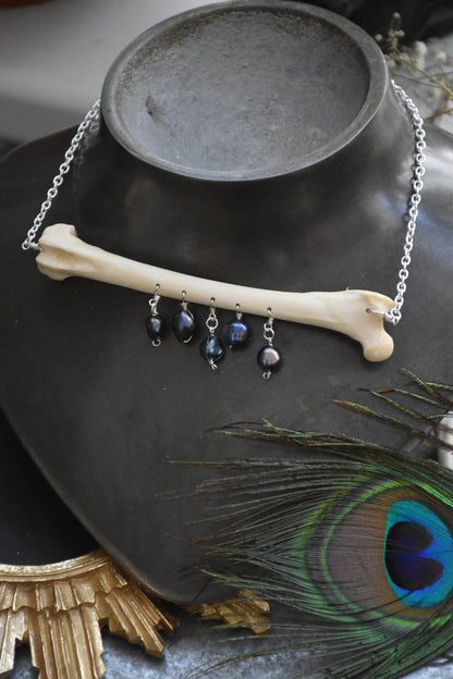 fox bone pearl necklace