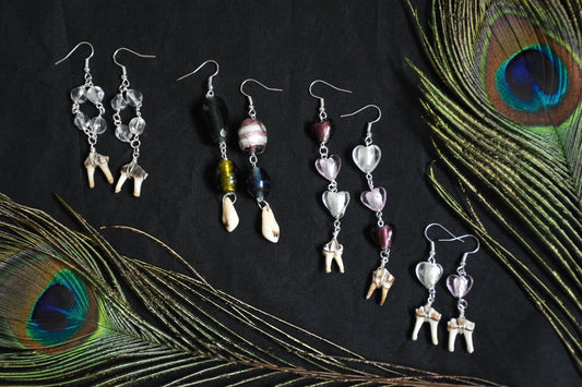 Glass bead tooth earrings
