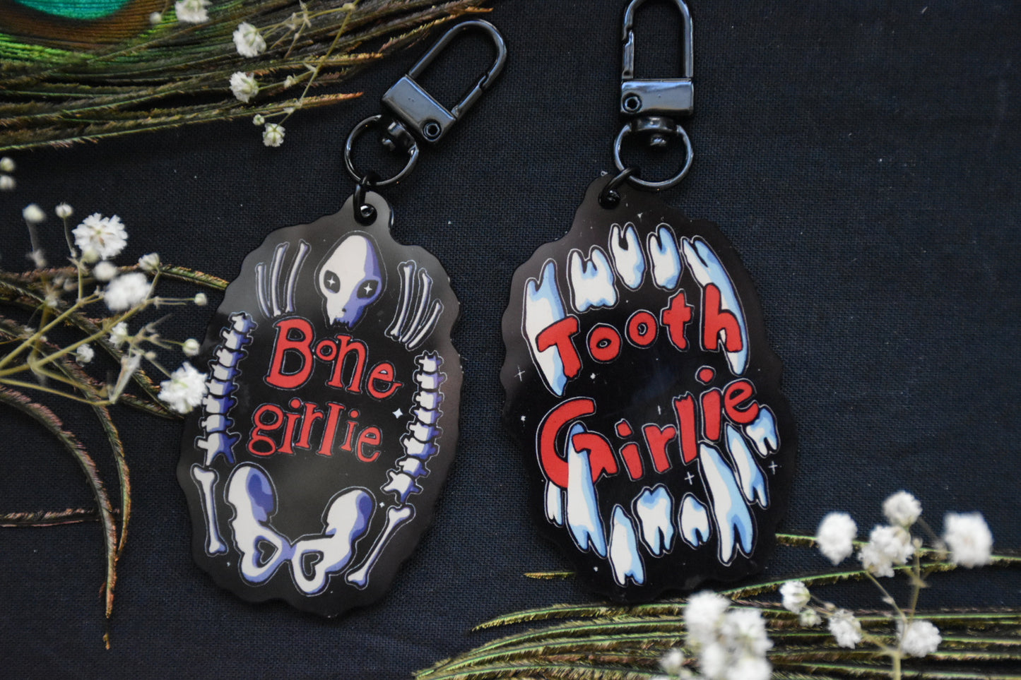 Bone/tooth girlie keychain