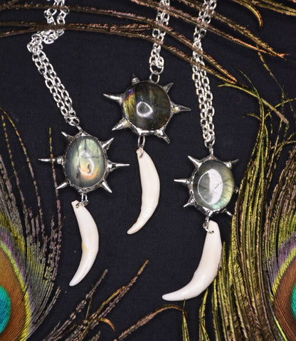 Labradorite fox fang necklace