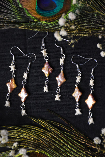 Keshi pearl snake earrings
