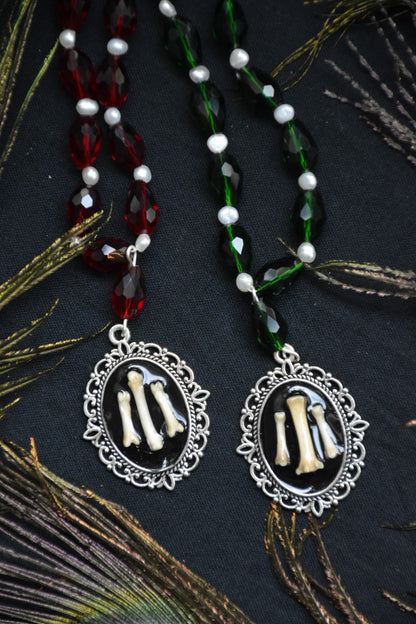 beaded fox bone necklace