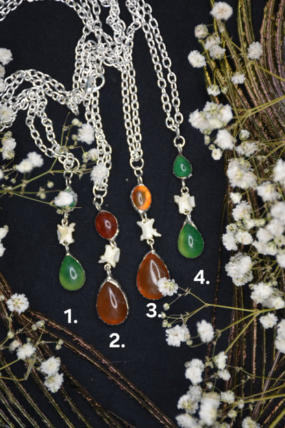 Snake vertebrae crystal necklaces