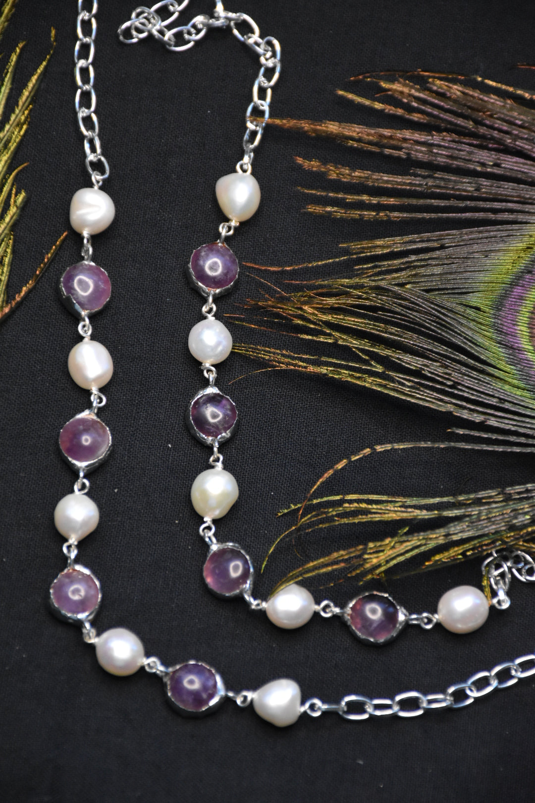 Amethyst pearl choker