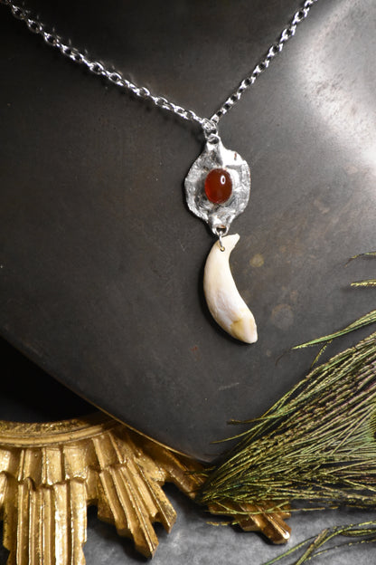 Crystal medallion boar necklace