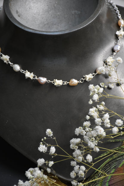 Snake vertebrae pearl necklaces