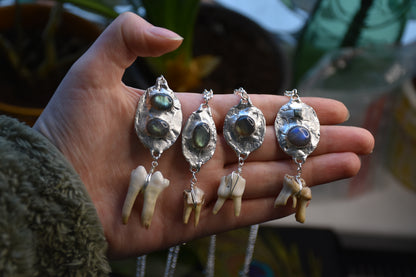 Labradorite tooth necklaces