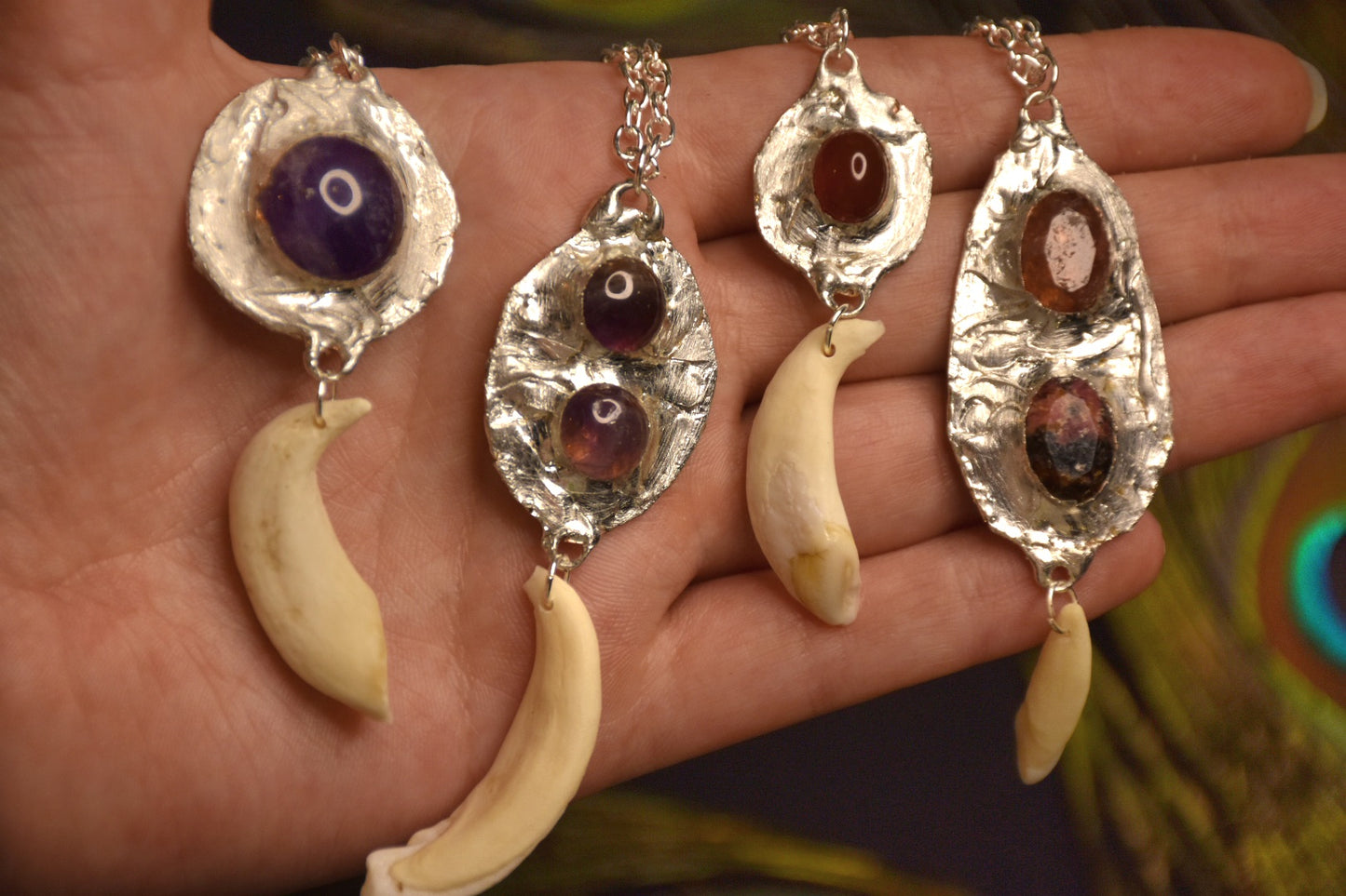 Crystal medallion boar necklace