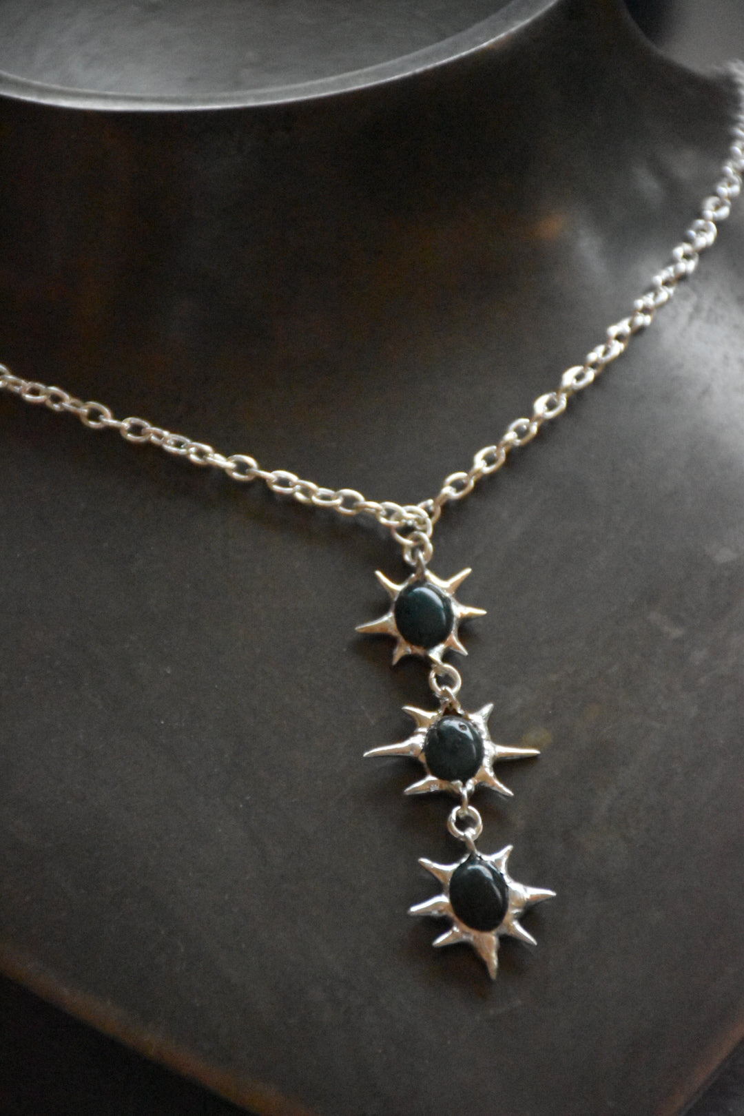 Moss agate star necklaces