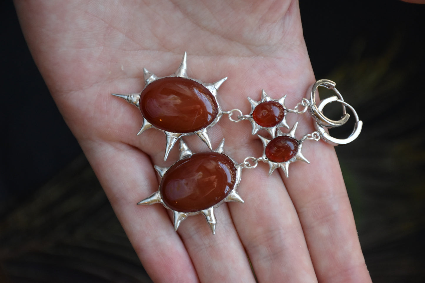 Red agate crystal earrings