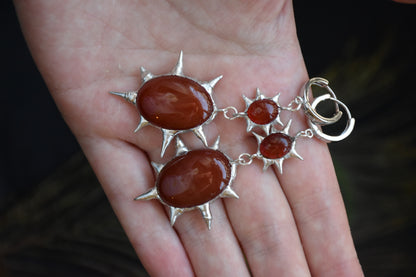 Red agate crystal earrings